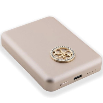 Indukční power banka Guess MagSafe 4G Strassed Metal Logo 5W 3000mAh - zlatá
