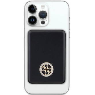 Indukční powerbanka Guess MagSafe 4G Strassed Metal Logo 5W 3000mAh - černá