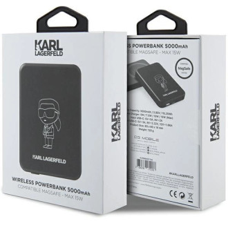 Karl Lagerfeld NFT Outline Ikonik MagSafe 5000mAh indukční powerbanka - černá