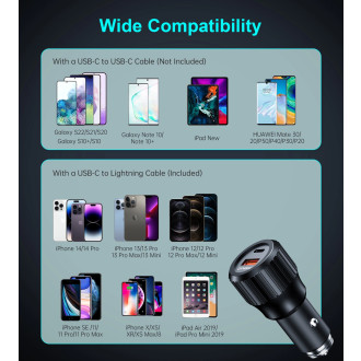 Nabíječka do auta Choetech TC0010 USB-C USB-A PD 63W - černá