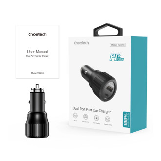 Nabíječka do auta Choetech TC0010 USB-C USB-A PD 63W - černá