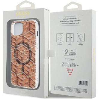 Guess IML GCube MagSafe pouzdro pro iPhone 15 / 14 / 13 - hnědé