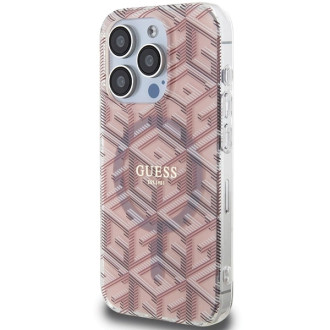 Pouzdro Guess IML GCube MagSafe pro iPhone 15 Pro Max - růžové