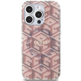 Pouzdro Guess IML GCube MagSafe pro iPhone 15 Pro Max - růžové