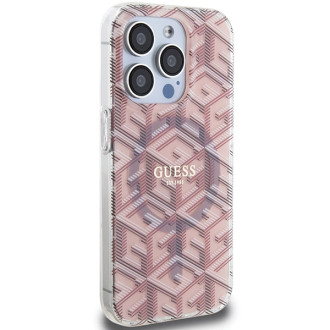 Pouzdro Guess IML GCube MagSafe pro iPhone 15 Pro Max - růžové