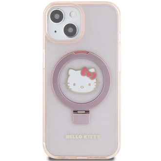 Hello Kitty Ring Stand Glitter Electrop Logo MagSafe Case pro iPhone 15/14/13 – růžové