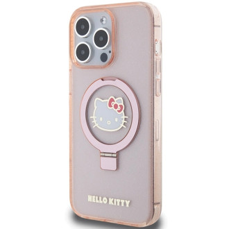 Hello Kitty Ring Stand Glitter Electrop Logo MagSafe Case pro iPhone 15 Pro Max – růžové