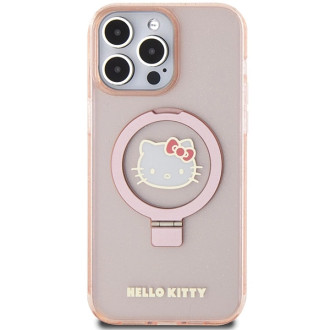 Hello Kitty Ring Stand Glitter Electrop Logo MagSafe Case pro iPhone 15 Pro Max – růžové