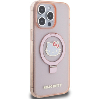 Hello Kitty Ring Stand Glitter Electrop Logo MagSafe Case pro iPhone 15 Pro Max – růžové