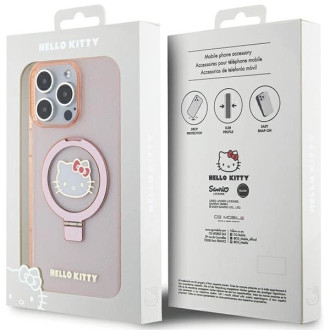 Hello Kitty Ring Stand Glitter Electrop Logo MagSafe Case pro iPhone 15 Pro Max – růžové
