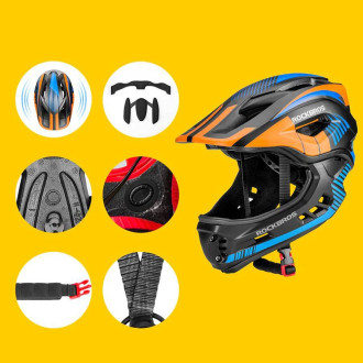 Dětská cyklistická přilba s odnímatelným hledím Rockbros TT-32SOBL-S velikost S - černo-oranžová