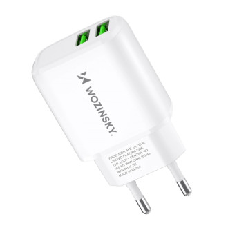 Wozinsky CUWCW 2.4A 2 x USB-A nástěnná nabíječka - bílá
