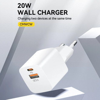 Wozinsky CMWCW 20W USB-C / USB-A nástěnná nabíječka - bílá