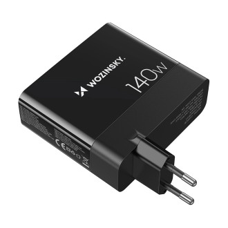 Wozinsky CGWCB 140W GaN nástěnná nabíječka 3 x USB-C / 2 x USB-A - černá