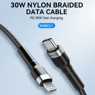 Wozinsky WNBCL1 Lightning / USB-C PD 30W kabel 1 m - černý