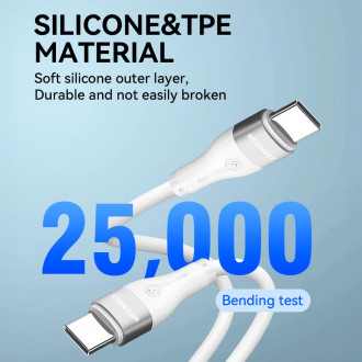 Wozinsky WSTCC1 USB-C / USB-C PD 65W kabel 1 m dlouhý - bílý