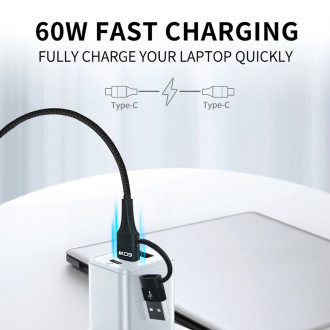 Wozinsky WNBAA 4v1 kabel 2x USB-C 1x USB-A 1x Lightning 60W 1 m - černý