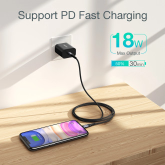Choetech IP0041 USB-C / Lightning MFi 480Mb/s 3A 2m kabel - černý