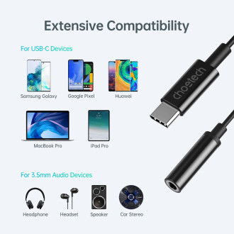 Choetech AUX003 USB-C / DC 3,5mm audio adaptér - černý