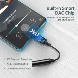 Choetech AUX003 USB-C / DC 3,5mm audio adaptér - černý