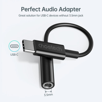 Choetech AUX003 USB-C / DC 3,5mm audio adaptér - černý