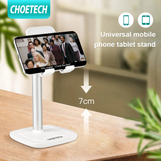 Hliníkový stojánek Choetech H035 pro telefon nebo tablet s úpravou - bílá a stříbrná