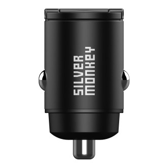 Silver Monkey PDQC-CPCT30-SM 30W nabíječka do auta 1x USB-C PD 1xUSB-A QC - černá