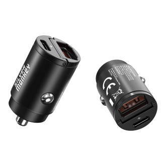Silver Monkey PDQC-CPCT30-SM 30W nabíječka do auta 1x USB-C PD 1xUSB-A QC - černá