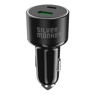 Silver Monkey SMA014 100W nabíječka do auta 1xUSB-C PD 1xUSB-A QC 3.0 - černá