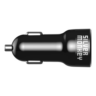 Silver Monkey SMA078 nabíječka do auta 1xUSB-C 1xUSB-A 45W PD QC - černá