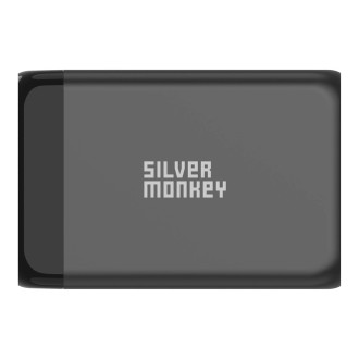 Stříbrná Monkey SMA151 130W 3xUSB-C PD USB-A QC 3.0 GaN nabíječka s odnímatelným napájecím kabelem – bílá