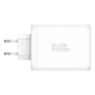 Silver Monkey SMA154 200W GaN nabíječka 3xUSB-C PD USB-A QC 3.0 - bílá