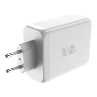 Silver Monkey SMA154 200W GaN nabíječka 3xUSB-C PD USB-A QC 3.0 - bílá