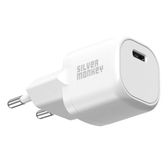 Silver Monkey Mini USB-C 20W PD nástěnná nabíječka - bílá