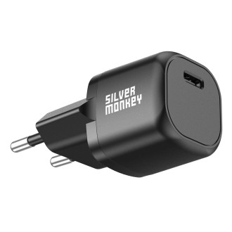 Silver Monkey Mini USB-C 20W PD nástěnná nabíječka - černá
