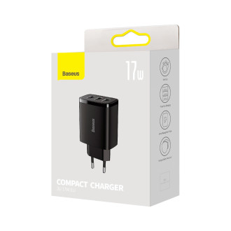 Baseus Compact nabíječka 3x USB 17W černá (CCXJ020101)