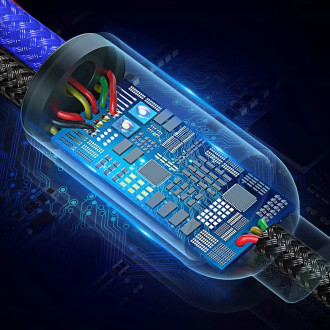 Baseus Three Primary Colors 3v1 USB - micro USB / Lightning / USB-C nylonový opletený kabel 3,5A 1,2M černý (CAMLT-BSY01)
