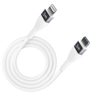 3MK HyperSilicone MFI USB-C / Lightning cable white 1m 20W 3A