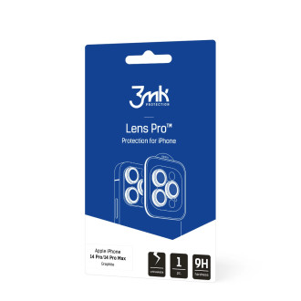 Sklo fotoaparátu pro iPhone 14 Pro Max / 14 Pro 9H pro 3mk Lens Protection Lens Pro Series Lens – šedá