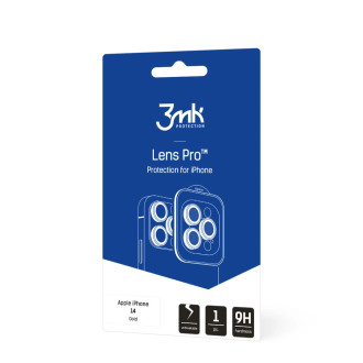 Sklo fotoaparátu pro iPhone 14 9H pro objektiv 3mk Lens Protection Pro série - zlaté