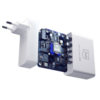 3mk Hyper Charger GaN USB / USB-C QC PD 140W nástěnná nabíječka bílá