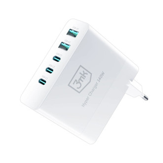 3mk Hyper Charger GaN USB / USB-C QC PD 140W nástěnná nabíječka bílá