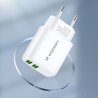 Wozinsky CUWCW 2.4A 2 x USB-A nástěnná nabíječka - bílá