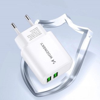 Wozinsky CUWCW 2.4A 2 x USB-A nástěnná nabíječka - bílá