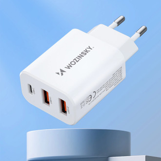 Wozinsky CWCUCW 30W USB-C / 2 x USB-A nástěnná nabíječka - bílá