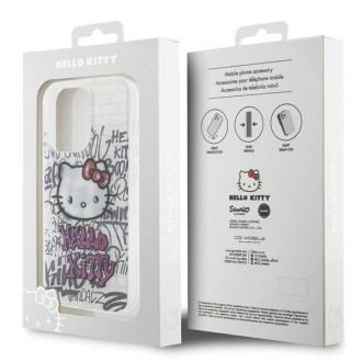 Custodia Hello Kitty IML Kitty On Bricks Graffiti per iPhone 15 Pro - bianca