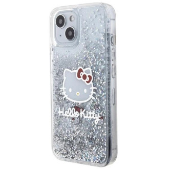 Custodia Hello Kitty Liquid Glitter Charms Kitty Head per iPhone 15 - argento