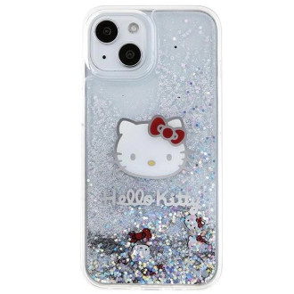 Custodia Hello Kitty Liquid Glitter Charms Kitty Head per iPhone 15 - argento
