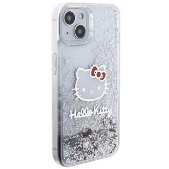 Custodia Hello Kitty Liquid Glitter Charms Kitty Head per iPhone 15 - argento