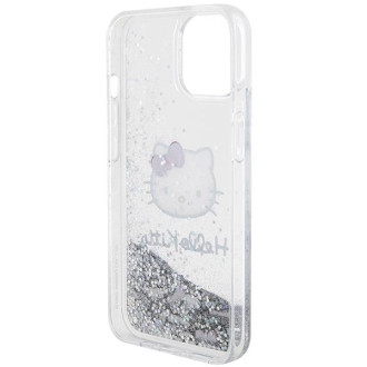 Custodia Hello Kitty Liquid Glitter Charms Kitty Head per iPhone 15 - argento
